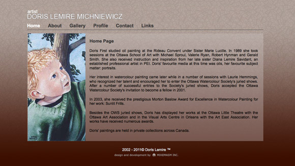 Doris Lemire. Website Preview Image