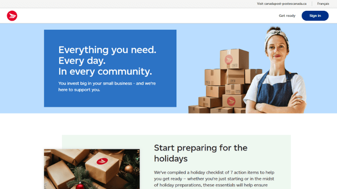 Screenshot of Canada Post Small business Marketing Campaign